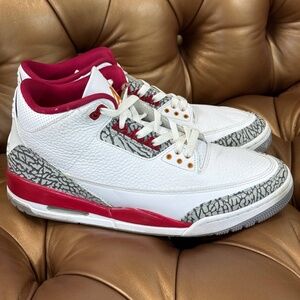 Size 11 - Jordan 3 Retro Mid Cardinal Red White Sneakers Shoes Small star loss
